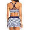 imageYonique 3 Piece Womens Tankini Swimsuits with Shorts Athletic Bathing Suits Tank Tops with Bra and BoyshortsNavy Blue and Stripes