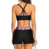 imageYonique 3 Piece Womens Tankini Swimsuits with Shorts Athletic Bathing Suits Tank Tops with Bra and BoyshortsPink Striped