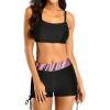 imageYonique 3 Piece Womens Tankini Swimsuits with Shorts Athletic Bathing Suits Tank Tops with Bra and BoyshortsPink Striped