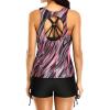 imageYonique 3 Piece Womens Tankini Swimsuits with Shorts Athletic Bathing Suits Tank Tops with Bra and BoyshortsPink Striped