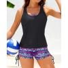 imageYonique 3 Piece Womens Tankini Swimsuits with Shorts Athletic Bathing Suits Tank Tops with Bra and BoyshortsPurple