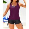 imageYonique 3 Piece Womens Tankini Swimsuits with Shorts Athletic Bathing Suits Tank Tops with Bra and BoyshortsPurple Floral