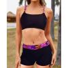 imageYonique 3 Piece Womens Tankini Swimsuits with Shorts Athletic Bathing Suits Tank Tops with Bra and BoyshortsPurple Pink Leaves