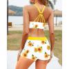 imageYonique 3 Piece Womens Tankini Swimsuits with Shorts Athletic Bathing Suits Tank Tops with Bra and BoyshortsYellow Sunflower