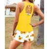 imageYonique 3 Piece Womens Tankini Swimsuits with Shorts Athletic Bathing Suits Tank Tops with Bra and BoyshortsYellow Sunflower