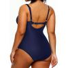 imageYonique Plus Size Swimsuit One Piece Bathing Suits for Women Tummy Control Slimming Swimwear Navy Blue 16 Plus