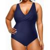 imageYonique Plus Size Swimsuit One Piece Bathing Suits for Women Tummy Control Slimming Swimwear Navy Blue 16 Plus