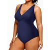 imageYonique Plus Size Swimsuit One Piece Bathing Suits for Women Tummy Control Slimming Swimwear Navy Blue 16 Plus