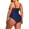 imageYonique Plus Size Swimsuits High Waisted One Piece Bathing Suit for Women Tummy Control Swimwear Sexy Cutout Monokini Navy Blue 20W