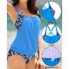 imageYonique Two Piece Tankini Swimsuits for Women Blouson Swim Top with Bottom Double Up Bathing Suit Blue Floral XL