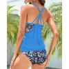 imageYonique Two Piece Tankini Swimsuits for Women Blouson Swim Top with Bottom Double Up Bathing Suit Blue Floral XL