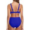 imageYonique Women High Waisted Bikini Set Two Piece V Neck Bathing Suit Full Coverage Tummy Control Swimsuit Royal Blue XL
