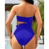 imageYonique Women One Piece Strapless Swimsuit Bandeau Bathing Suit Cutout Side Tie Swimwear Bright Blue XL