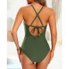 imageYonique Women One Piece Swimsuit High Neck Bathing Suit Tummy Control SwimwearArmy Green