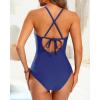 imageYonique Women One Piece Swimsuit High Neck Bathing Suit Tummy Control SwimwearNavy Blue 01