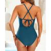 imageYonique Women One Piece Swimsuit High Neck Bathing Suit Tummy Control SwimwearPeacock Blue