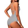 imageYonique Women One Piece Swimsuit High Neck Bathing Suit Tummy Control SwimwearStripe