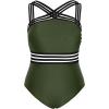 imageYonique Women Plus Size One Piece Swimsuits Tummy Control Bathing Suit Front Crossover Swimwear Strapless MonokinisArmy Green