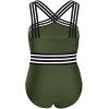 imageYonique Women Plus Size One Piece Swimsuits Tummy Control Bathing Suit Front Crossover Swimwear Strapless MonokinisArmy Green