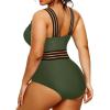 imageYonique Women Plus Size One Piece Swimsuits Tummy Control Bathing Suit Front Crossover Swimwear Strapless MonokinisArmy Green