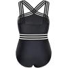 imageYonique Women Plus Size One Piece Swimsuits Tummy Control Bathing Suit Front Crossover Swimwear Strapless MonokinisBlack