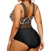 imageYonique Women Plus Size One Piece Swimsuits Tummy Control Bathing Suit Front Crossover Swimwear Strapless MonokinisBlack Leopard