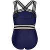 imageYonique Women Plus Size One Piece Swimsuits Tummy Control Bathing Suit Front Crossover Swimwear Strapless MonokinisNavy Blue