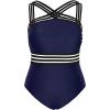 imageYonique Women Plus Size One Piece Swimsuits Tummy Control Bathing Suit Front Crossover Swimwear Strapless MonokinisNavy Blue