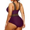 imageYonique Women Plus Size One Piece Swimsuits Tummy Control Bathing Suit Front Crossover Swimwear Strapless MonokinisPurple