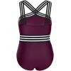 imageYonique Women Plus Size One Piece Swimsuits Tummy Control Bathing Suit Front Crossover Swimwear Strapless MonokinisPurple