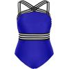 imageYonique Women Plus Size One Piece Swimsuits Tummy Control Bathing Suit Front Crossover Swimwear Strapless MonokinisRoyal Blue