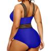 imageYonique Women Plus Size One Piece Swimsuits Tummy Control Bathing Suit Front Crossover Swimwear Strapless MonokinisRoyal Blue
