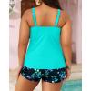 imageYonique Womens Plus Size Swimsuits with Shorts Tummy Control Tankini Two Piece Bathing Suits Athletic SwimwearAqua and Blue Flower