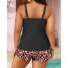 imageYonique Womens Plus Size Swimsuits with Shorts Tummy Control Tankini Two Piece Bathing Suits Athletic SwimwearBlack  Leopard