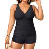 imageYonique Womens Plus Size Swimsuits with Shorts Tummy Control Tankini Two Piece Bathing Suits Athletic SwimwearBlack