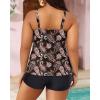 imageYonique Womens Plus Size Swimsuits with Shorts Tummy Control Tankini Two Piece Bathing Suits Athletic SwimwearBlack Red Paisley