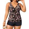 imageYonique Womens Plus Size Swimsuits with Shorts Tummy Control Tankini Two Piece Bathing Suits Athletic SwimwearBlack Red Paisley