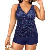 imageYonique Womens Plus Size Swimsuits with Shorts Tummy Control Tankini Two Piece Bathing Suits Athletic SwimwearBlue Colorful Galaxy
