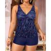 imageYonique Womens Plus Size Swimsuits with Shorts Tummy Control Tankini Two Piece Bathing Suits Athletic SwimwearBlue Colorful Galaxy