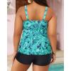 imageYonique Womens Plus Size Swimsuits with Shorts Tummy Control Tankini Two Piece Bathing Suits Athletic SwimwearBlue Green Paisley