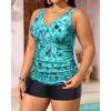 imageYonique Womens Plus Size Swimsuits with Shorts Tummy Control Tankini Two Piece Bathing Suits Athletic SwimwearBlue Green Paisley