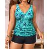 imageYonique Womens Plus Size Swimsuits with Shorts Tummy Control Tankini Two Piece Bathing Suits Athletic SwimwearBlue Green Paisley