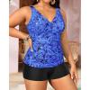 imageYonique Womens Plus Size Swimsuits with Shorts Tummy Control Tankini Two Piece Bathing Suits Athletic SwimwearBlue Paisley