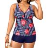 imageYonique Womens Plus Size Swimsuits with Shorts Tummy Control Tankini Two Piece Bathing Suits Athletic SwimwearBlue Stripe