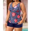 imageYonique Womens Plus Size Swimsuits with Shorts Tummy Control Tankini Two Piece Bathing Suits Athletic SwimwearBlue Stripe