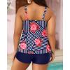 imageYonique Womens Plus Size Swimsuits with Shorts Tummy Control Tankini Two Piece Bathing Suits Athletic SwimwearBlue Stripe