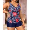 imageYonique Womens Plus Size Swimsuits with Shorts Tummy Control Tankini Two Piece Bathing Suits Athletic SwimwearBlue Stripe