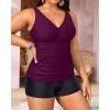 imageYonique Womens Plus Size Swimsuits with Shorts Tummy Control Tankini Two Piece Bathing Suits Athletic SwimwearDark Purple Red