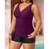 imageYonique Womens Plus Size Swimsuits with Shorts Tummy Control Tankini Two Piece Bathing Suits Athletic SwimwearDark Purple Red