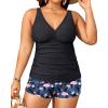 imageYonique Womens Plus Size Swimsuits with Shorts Tummy Control Tankini Two Piece Bathing Suits Athletic SwimwearFlamingo